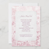 ピンクの花柄の記念日パーティー写真フレーム 招待状 (裏面)