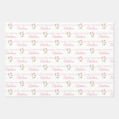 ピンクの花柄の誕生日用包装紙シート ラッピングペーパーシート (正面3)