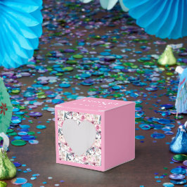 ピンクの花柄の赤ちゃんが咲くベビーシャワーのお礼ボックス フェイバーボックス