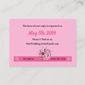 ピンクの花柄の返信ミニカード エンクロージャーカード (裏面)