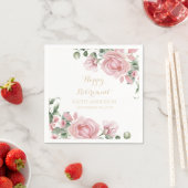 ピンクの花柄の退職お祝いパーティー スタンダードカクテルナプキン (インサイチュ)