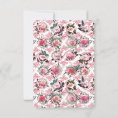 ピンクの花柄の飾り付きカード サンキューカード (裏面)