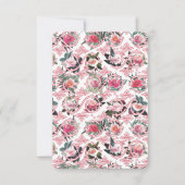 ピンクの花柄の飾り付きカード サンキューカード (正面)