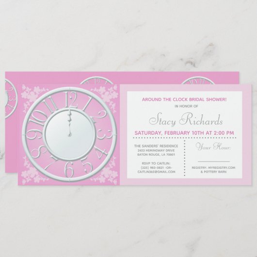 ピンクの花柄は休みなく招待に沢山与えます 招待状 (正面/裏面)