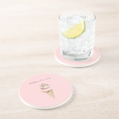 ピンクの花柄アイスクリームコーン コースター (側面)