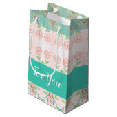 ピンクの花柄アクセント スモールペーパーバッグ (裏面アングル)