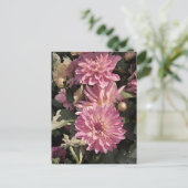 ピンクの花柄アートby Renee Lavoie ポストカード (スタンド正面)
