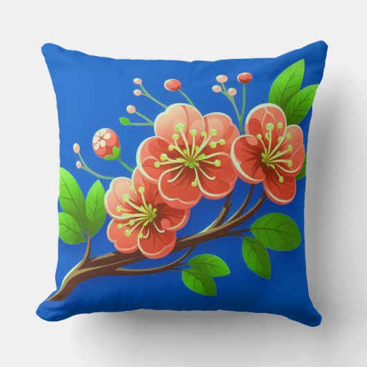 🌸 ピンクの花柄インテリアアクセント 🌸 クッション (正面)