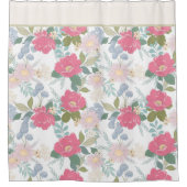 ピンクの花柄エレガント シャワーカーテン (正面)