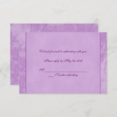 ピンクの花柄エンボス加工のRSVP 招待状 (正面/裏面)