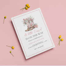 ピンクの花柄カウガールブーツとグリーンのベイシャワー