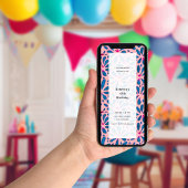 ピンクの花柄カットアウトがモチーフのオールパーパーティー 招待状