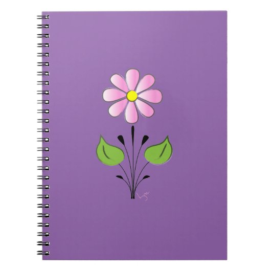 ピンクの花柄カラフルユニーク ノートブック (正面)