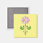 ピンクの花柄カラフルユニーク マグネット (正面/裏面)