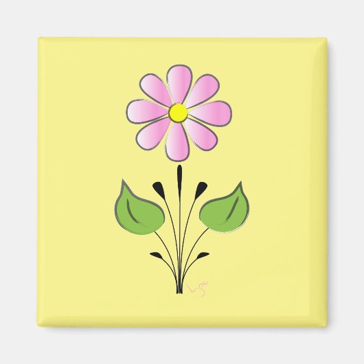 ピンクの花柄カラフルユニーク マグネット (正面)