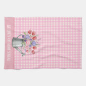 ピンクの花柄キッチンタオル 再利用可能、耐久性あり キッチンタオル (横)