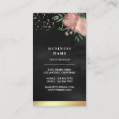 ピンクの花柄ケーキ パティシエ ブラック ゴールド ベーカリー 名刺 (裏面)