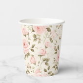 ピンクの花柄コーヒーバー用紙コップ 紙コップ (裏面)