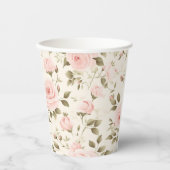 ピンクの花柄コーヒーバー用紙コップ 紙コップ (正面)