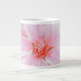 ピンクの花柄コーヒーマグ | かわいいピンクの花の陶器マグカップ ジャンボコーヒーマグカップ