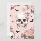 ピンクの花柄ゴシックハロウィンパーティー 招待状 (裏面)