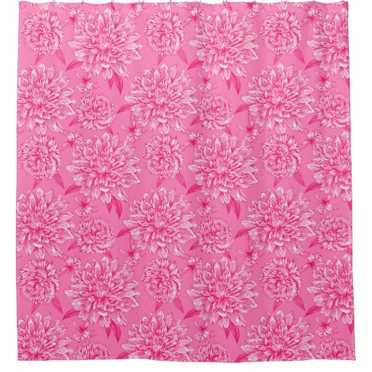ピンクの花柄シャワーカーテン シャワーカーテン (正面)
