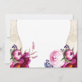 ピンクの花柄シャンパン 私は誰？ ブライダルシャワーゲーム 招待状 (裏面)