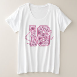 ピンクの花柄スウィート16エレガントな16歳の誕生日プレゼント プラスサイズTシャツ