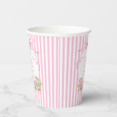 ピンクの花柄ストライプのLet's Par-tea バースデー 紙コップ (右)