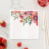 ピンクの花柄ストライプ ランチ スタンダードランチョンナプキン (インサイチュ)