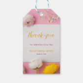 ピンクの花柄テーマのブライズシャワー ギフトタグ (裏面)