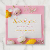 ピンクの花柄テーマのブライズシャワー フェイバータグ (正面)