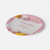 ピンクの花柄テーマのブライズシャワー ペーパープレート (アングル)