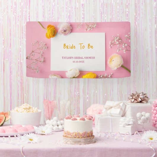 ピンクの花柄テーマのブライズシャワー 横断幕 (パーティー)