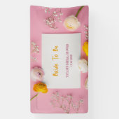 ピンクの花柄テーマのブライズシャワー 横断幕 (縦)