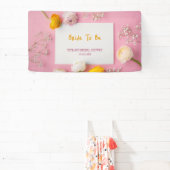 ピンクの花柄テーマのブライズシャワー 横断幕 (インサイチュ)