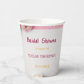 ピンクの花柄テーマのブライズシャワー 紙コップ (左)