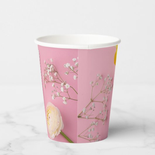 ピンクの花柄テーマのブライズシャワー 紙コップ (右)