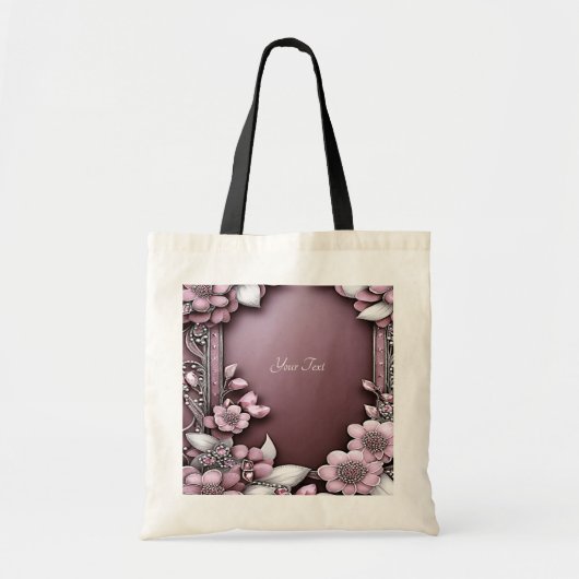 ピンクの花柄トートバッグ トートバッグ (正面)