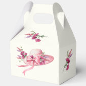 ピンクの花柄ハット ダービー ブライダルシャワー フェイバーボックス (裏面)