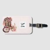 ピンクの花柄バイクモノグラム ラゲッジタグ (正面横)