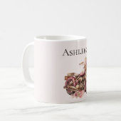 ピンクの花柄バイク コーヒーマグカップ (正面左)
