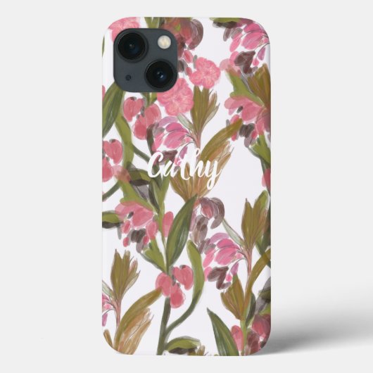 ピンクの花柄パーソナライズiPhone / iPadケース Case-Mate iPhoneケース (裏面)