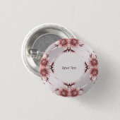 ピンクの花柄ピンバッジ 缶バッジ (正面&裏面)