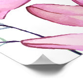 ピンクの花柄ファーストホーリーコミュニオンウェルカムサイン ポスター (角)