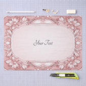 ピンクの花柄フレームのティッシュペーパー 薄葉紙 (クラフト)