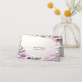 ピンクの花柄フレームの席札 プレイスカード (裏面)