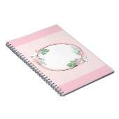 ピンクの花柄フレーム丸型子供春かわいいカスタマイズ ノートブック (右側)