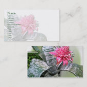 ピンクの花柄ブロメリアド 名刺 (正面/裏面)