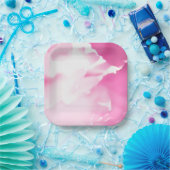 ピンクの花柄プリント紙皿 ペーパープレート (パーティー)